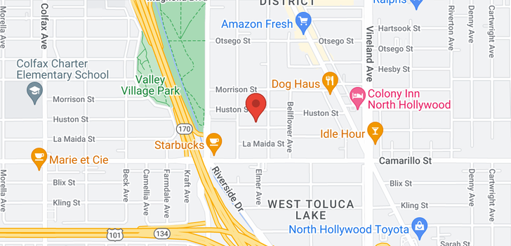 map of 11253 Peach Grove North Hollywood, CA 91601